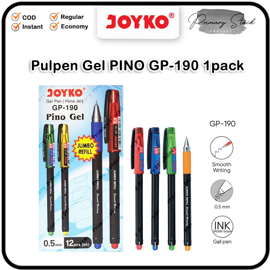

Pulpen Joyko GP 190 Pino Gel 1pak 12pcs 0.5mm GP-190 Pen 1pack Pena Jel 0.5 mm