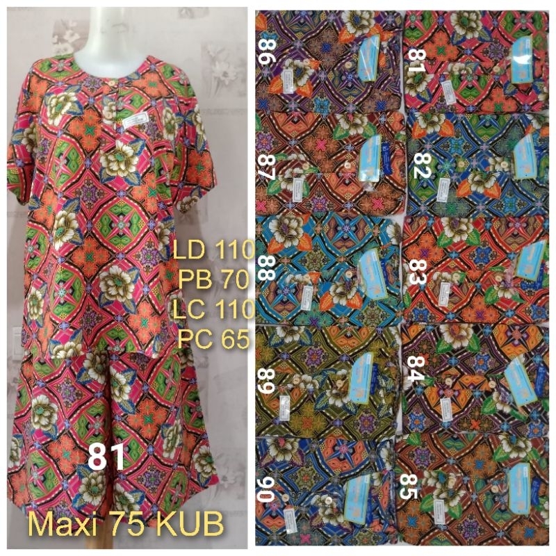 Setelan Kulot Maxi 75 LD 110cm Kencana Ungu Label Biru