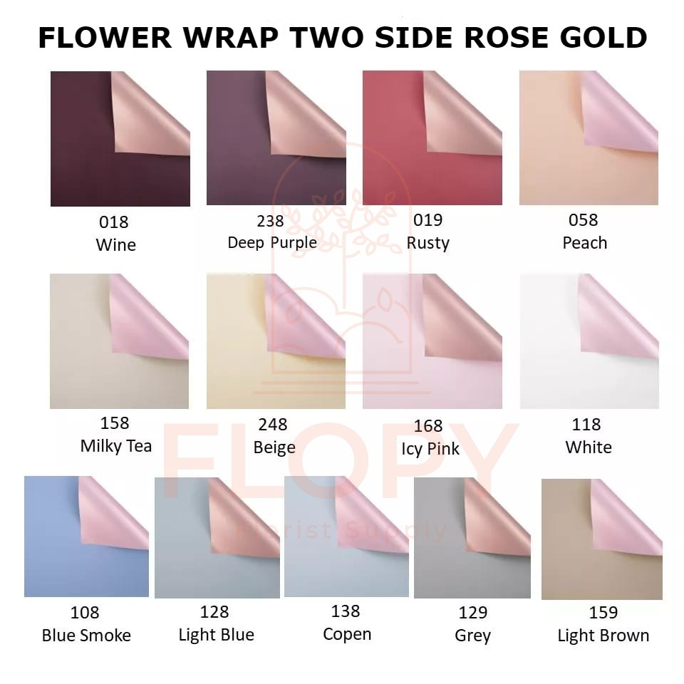 

[5 Lembar] Flower Wrap Two Side Rose Gold / Cellophane FW-LA