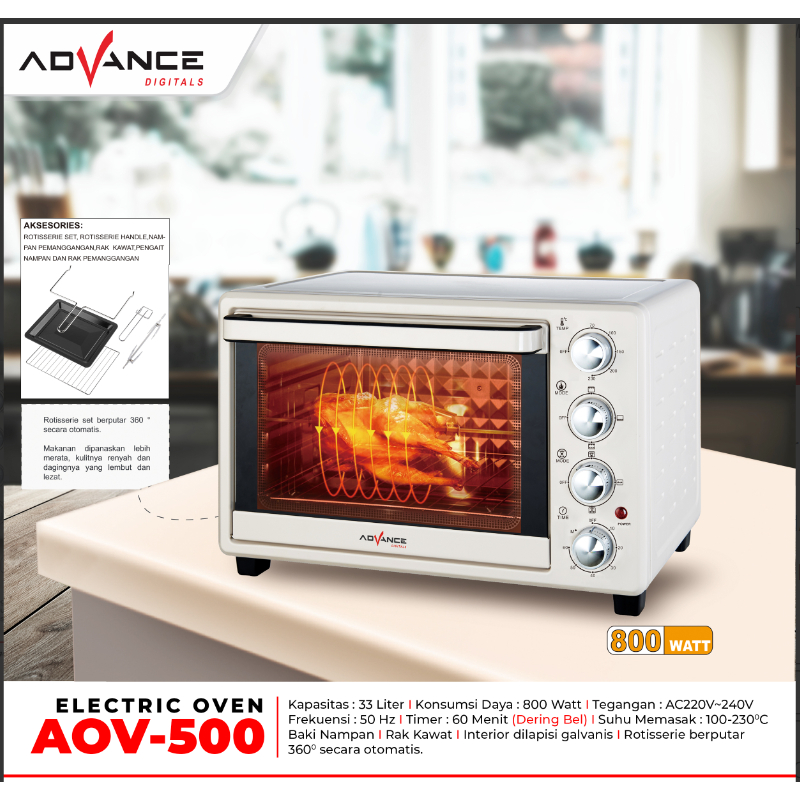 Oven Listrik Advance AOV-500 / 33L - 800W (Electric Oven Advance AOV-500)