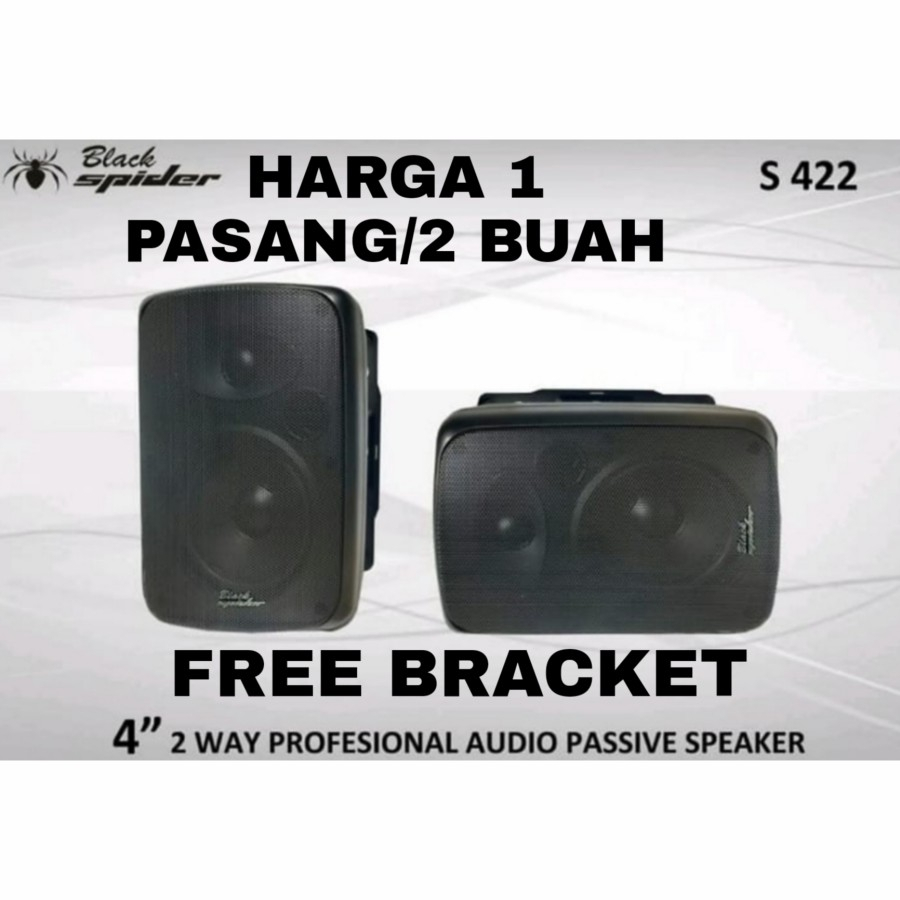 DISTRIBUTOR SPEAKER BLACK SPIDER 4 INCH S 422 HARGA SEPASANG FREE BRAC