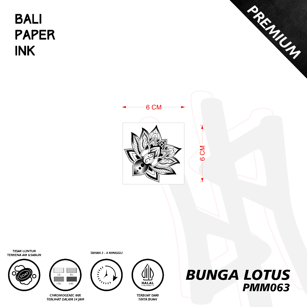 Bali Paper Ink PMM063 Bunga Lotus Fruit Ink Tatto Temporary Premium Tato Temporer Oldschool - Tato L