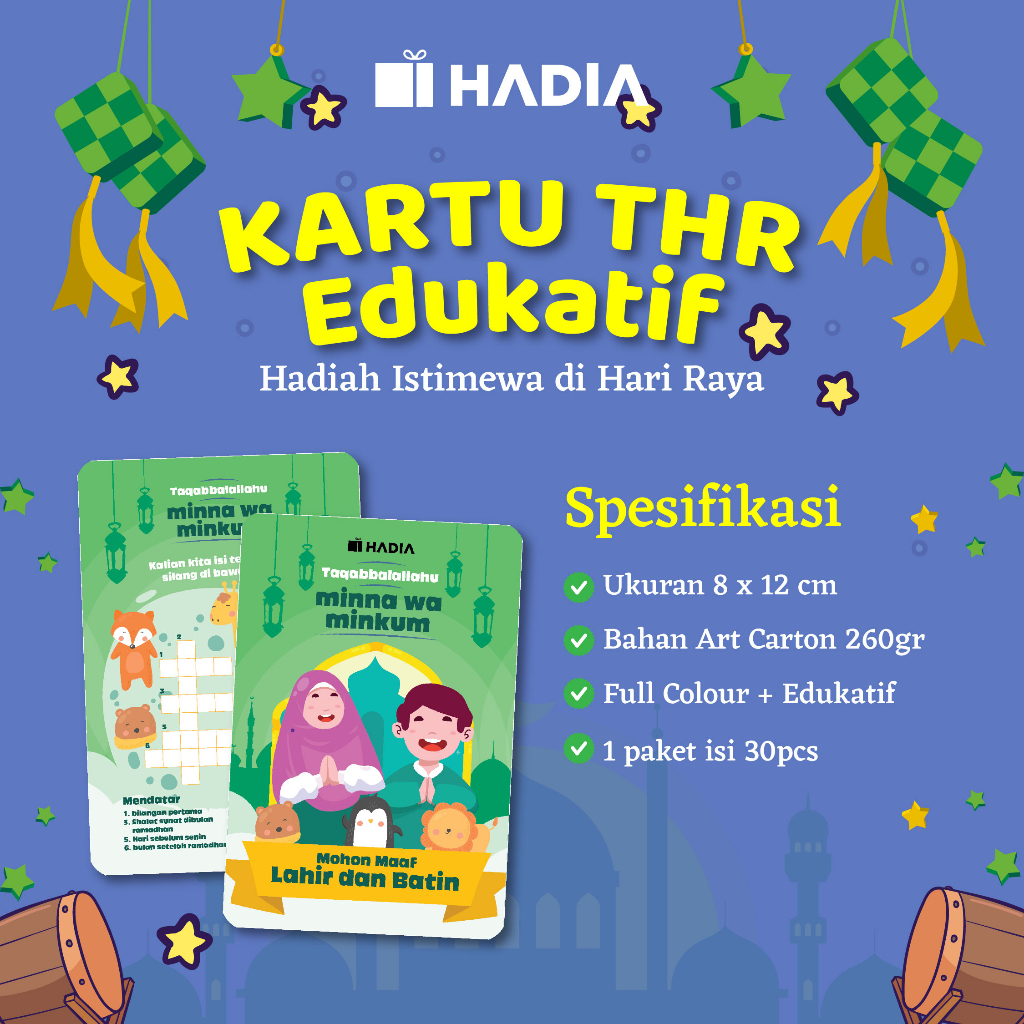 Kartu THR Edukatif Colorful Edukatif isi 1 Bundle 30 Packs