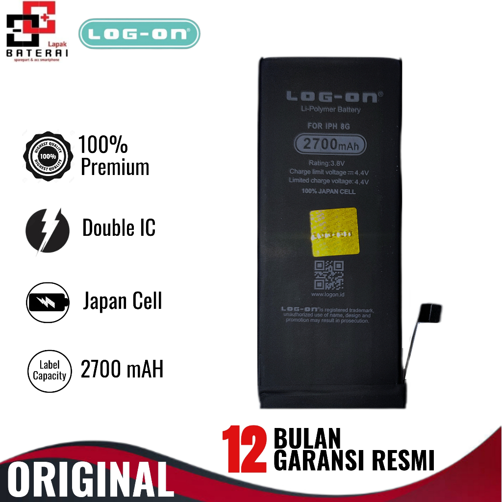 LOG - ON Baterai Ipone 8 | Iphon 8G Double IC Protection Battery Batre