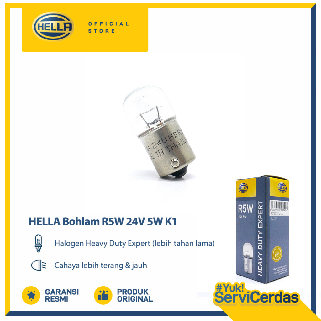 HELLA Lampu Sein Mobil R5W 24V 5W K1 10pcs - Lampu Mobil Premium Untuk Tipe Mobil Truk