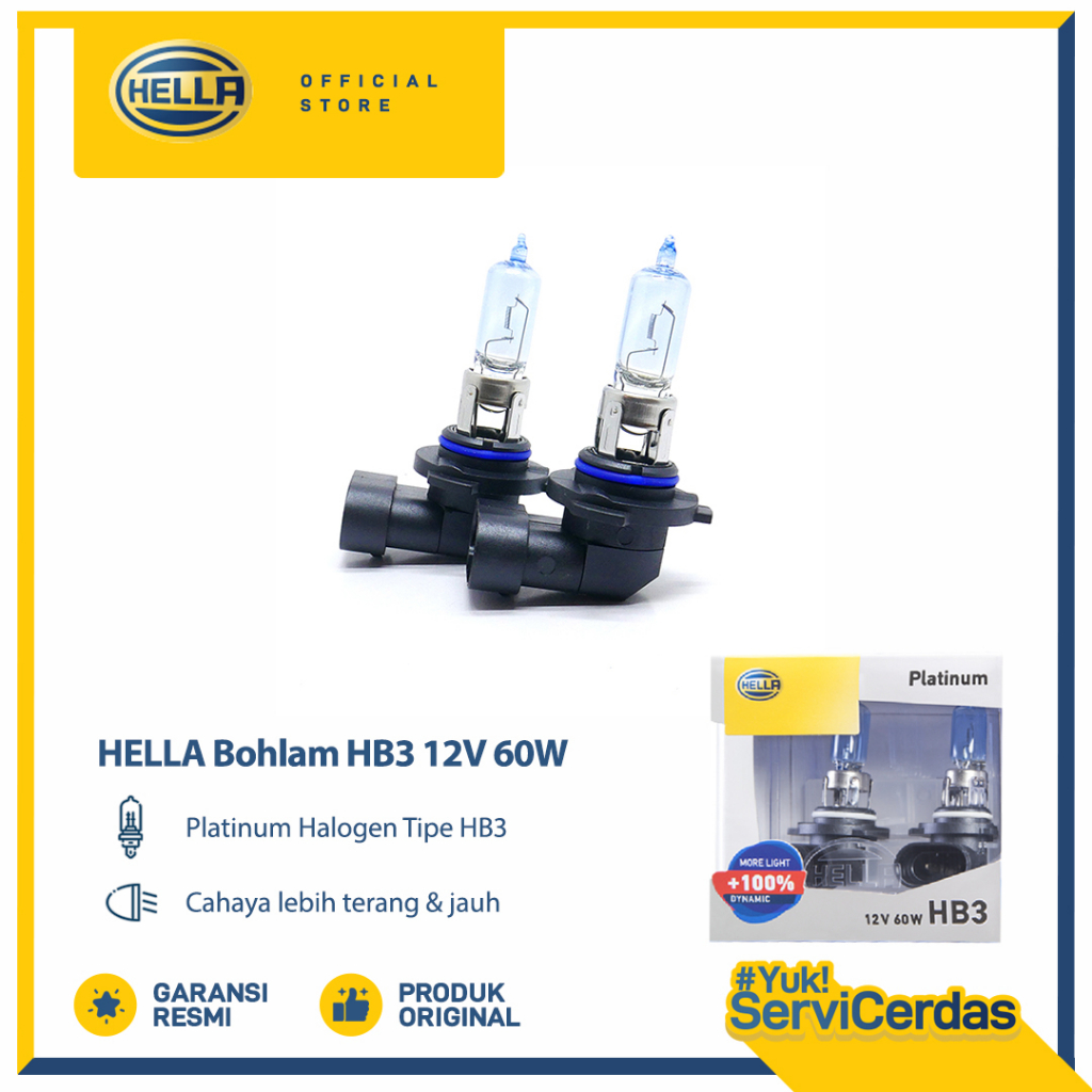 Lampu Mobil HELLA HB3 12V 60W +100% PL - Bohlam Mobil