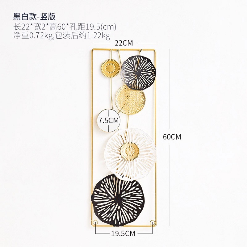 Wall Decor Hiasan Dinding Iron Flower Besi Kaca Metal Gold Modern Decoration