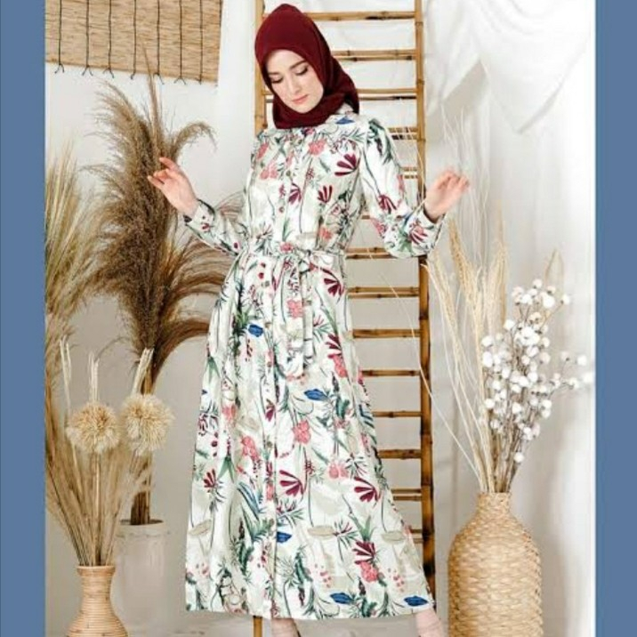 Baju Gamis Wanita Corak/Baju Gamis Syari Katun/Busana Muslim/BAGUS