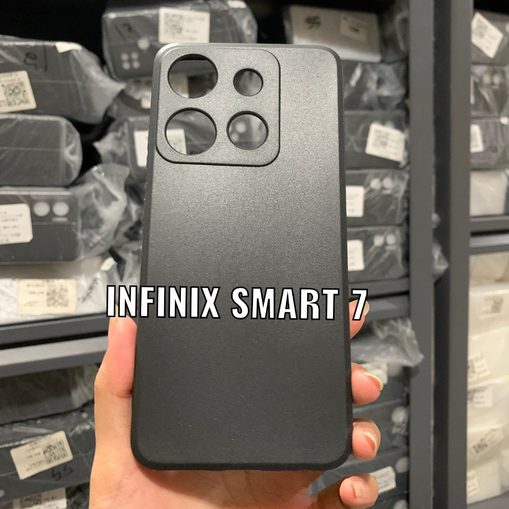 Original Silicone Black INFINIX Smart 7 HOT 30i PREMIUM Silikone TPU Flexible Matte Cover Soft Case Full Hitam Glare Anti Minyak Doff Pop up Top Softcase Gelap Polos Tipis Thin/SLim NFC S T Karet Kondom Plastik TPU Play Pro 4g 5g 8T Smart7 30 i 4G 5G