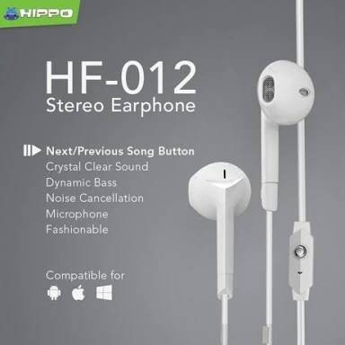 Hippo Earphone HF-012 Super Bass Jack 3.5 mm Wired Handsfree Android Original Earbuds Headset