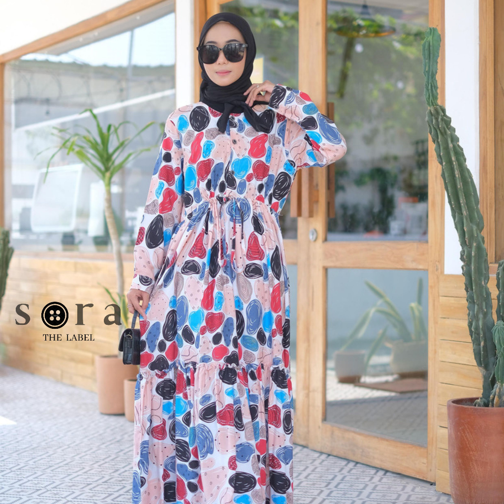 BY SORA - B GAMIS RAYON MOTIF WARNA PREMIUM ADEM TIDAK GERAH MODEL SUSUN RAMPEL BUSUI FRIENDLY GAMIS