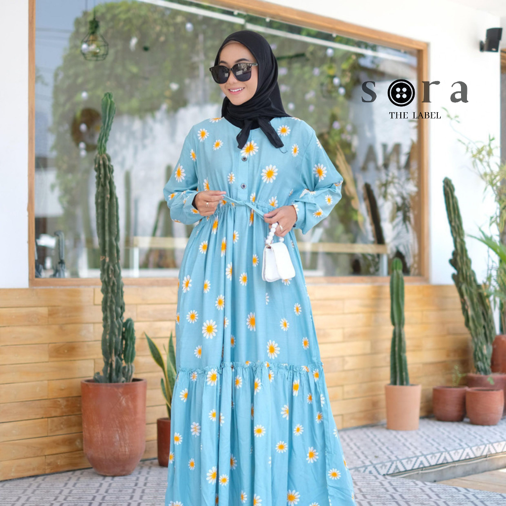 BY SORA - C GAMIS RAYON PREMIUM MOTIF WARNA MODEL SUSUN RAMPEL BUSUI FRIENDLY GAMIS MAXY DRESS BAJU 
