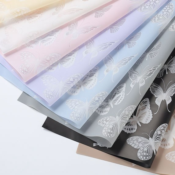 

[1 PAK/±20 LEMBAR] Cellophane KUPU KUPU Flower Wrapping / Plastik Buket