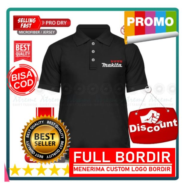 Polo FULL BORDIR T Shirt  MakitaJapan Hardware Tools Drill Home Baju Lelaki Office Casual Uniform  J