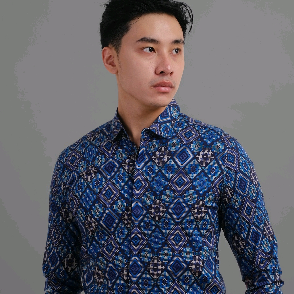 Kemeja Batik Songket Pria Lengan Panjang Kemeja Batik Cowok Kerja Kantoran
