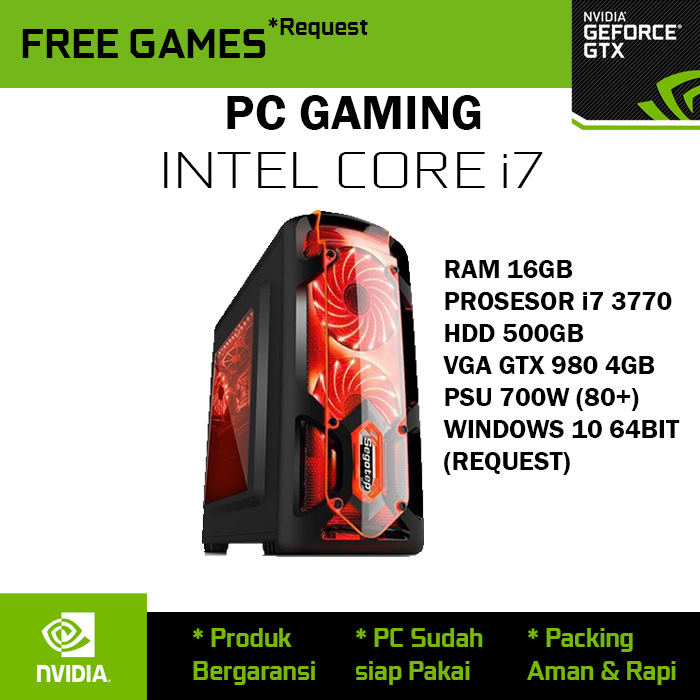 PC GAMING/STREAMING MURAH | i7 3770 | GTX 980 4GB | 16GB RAM FULLSET