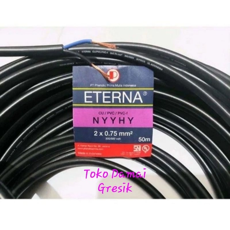 Eterna kabel NYYHY 2x0,75 eceran. kabel serabut hitam