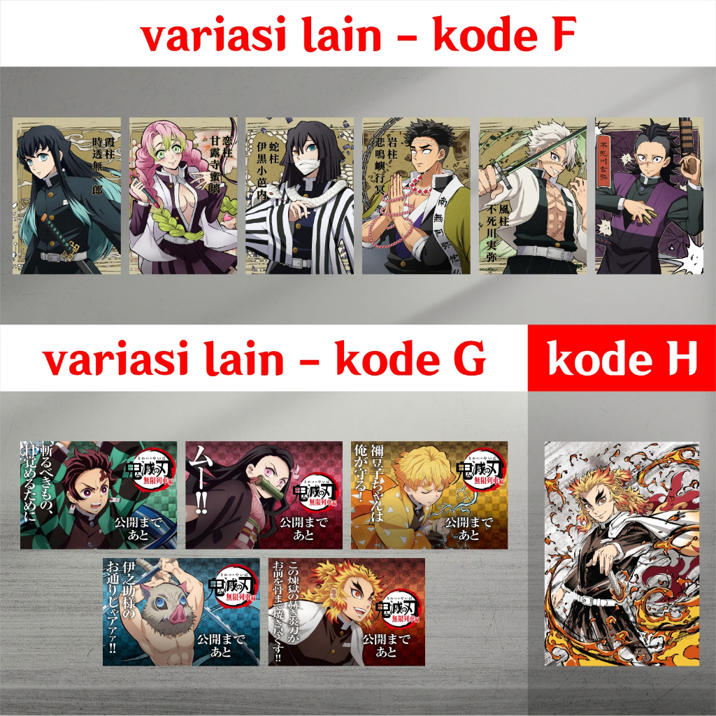 Koleksi Poster A3 Anime Kimetsu no Yaiba / Demon Slayer B - Tanjirou Nezuko Zenitsu Inosuke Giyuu Shinobu Kanao Rengoku