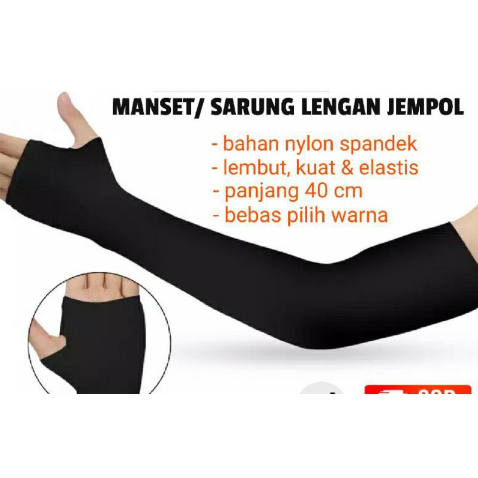 [COD] Manset Tangan Panjang Pria Muslim Wanita Hijab Jempol Spandex Anti UV