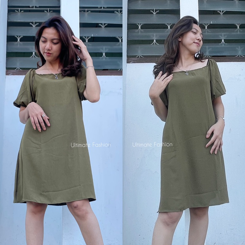 Jenny Dress Crinkle Airflow Jumbo / Long Dress Crinkle Lengan Balon Wanita Rakku 371