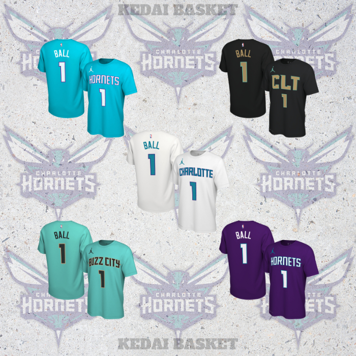T shirt Kaos Baju Basket NBA Jordan Brand Charlotte Hornets No 1 LaMelo Ball