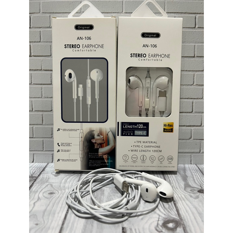 Headset/Handsfree AN-106 Type C for oppo,vivo,xiaomi + Mic stereo