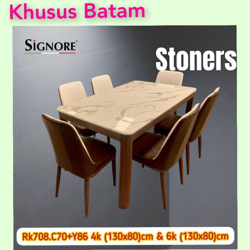 meja makan marmer 4kursi+1meja uk.130x80cm/MEJA MAKAN RK708.C70+Y86 4K (KHUSUS BATAM )