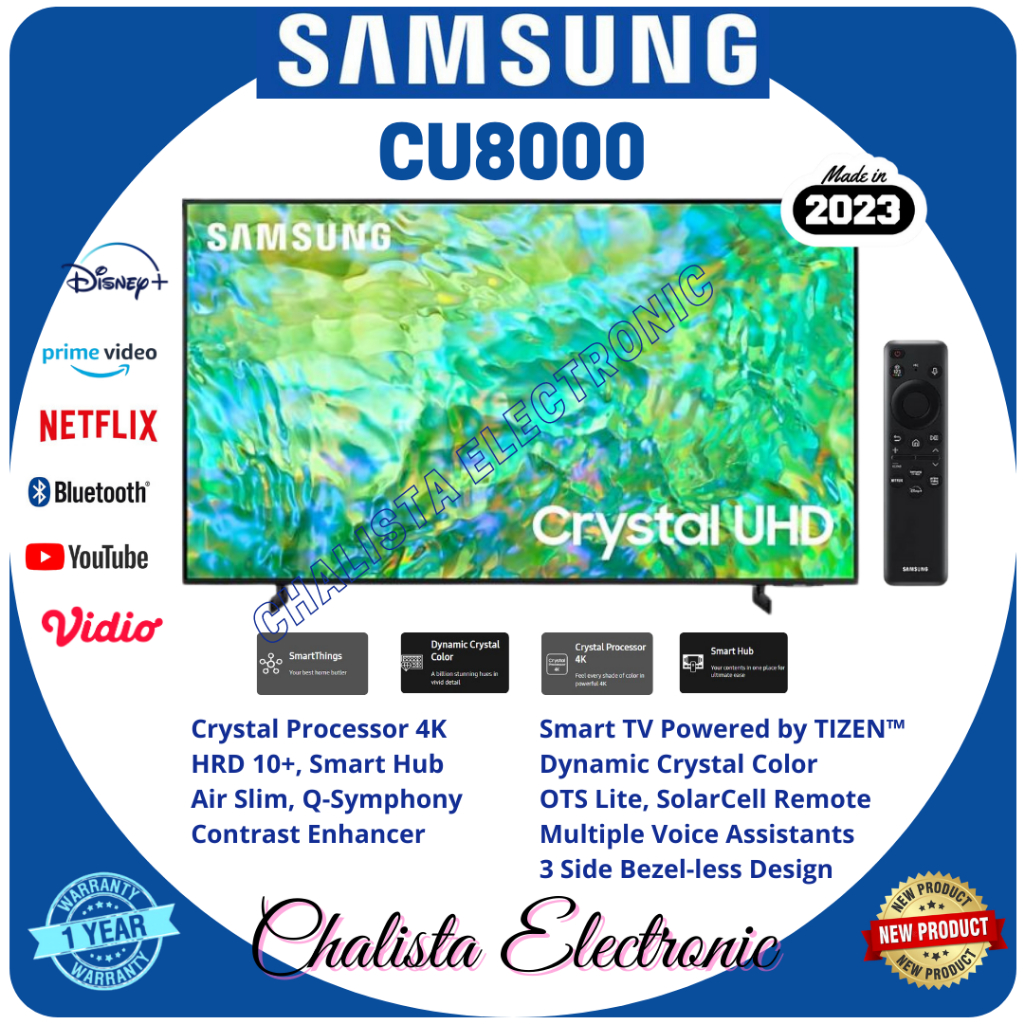 SAMSUNG 75CU8000 CRYSTAL 4K UHD SMART TV 75 Inch UA75CU8000KXXD