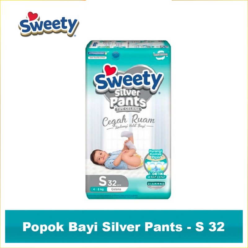 SWEETY SILVER PANTS [POPOK CELANA] S32/M28/L26/XL24/XXL22