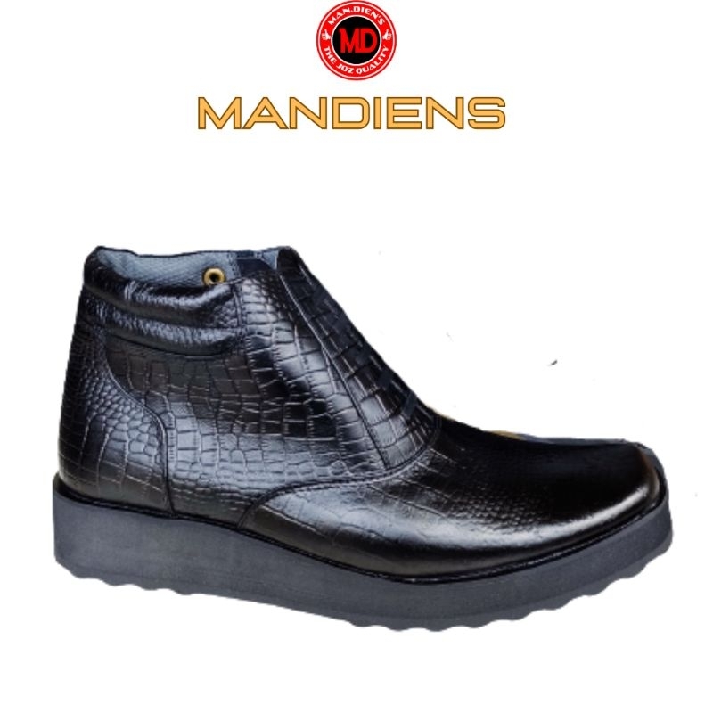 MANDIENS Sepatu Pria PDH Kulit Asli Motif Kulit Buaya Sol Tebal S173FB Model PDH Boots  Buaya - Sepatu Pdh Polri Tni Security - Sepatu Hiker Boots Pria Oxford