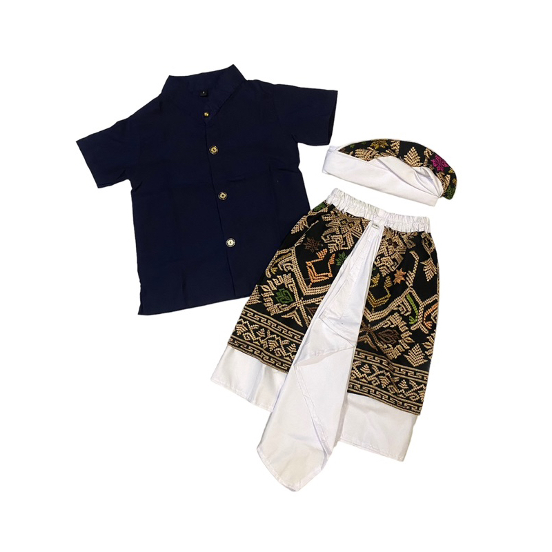 Setelan pakaian adat anak bali songket bordir , baju adat anak laki laki , Setelan baju tradisional