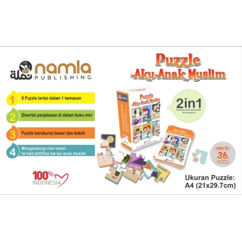 Mainan Edukasi Islami, Puzzle Aku Anak Muslim, Namla, 2-3th