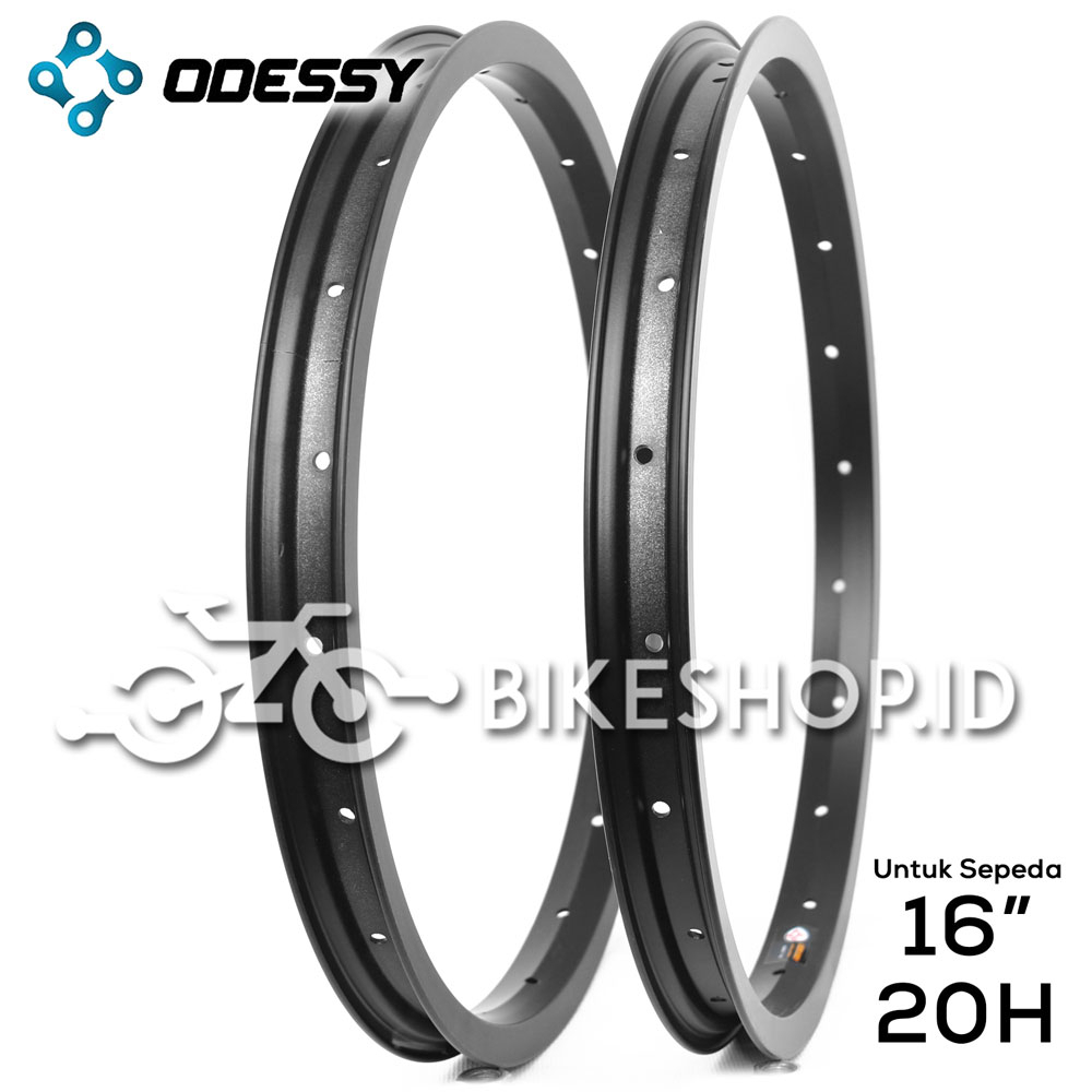Velg Rims Alloy Sepeda 16" Hitam 20H Odessy Untuk Ukuran Ban Luar 16x | High Quality