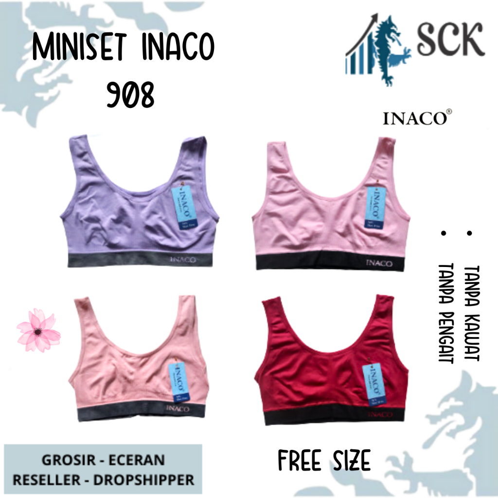 Miniset SELICA INACO 908 Rajut / Training BH / Pakaian Dalam Wanita / Sport BH / Pakaian Olahraga - sckmenwear GROSIR