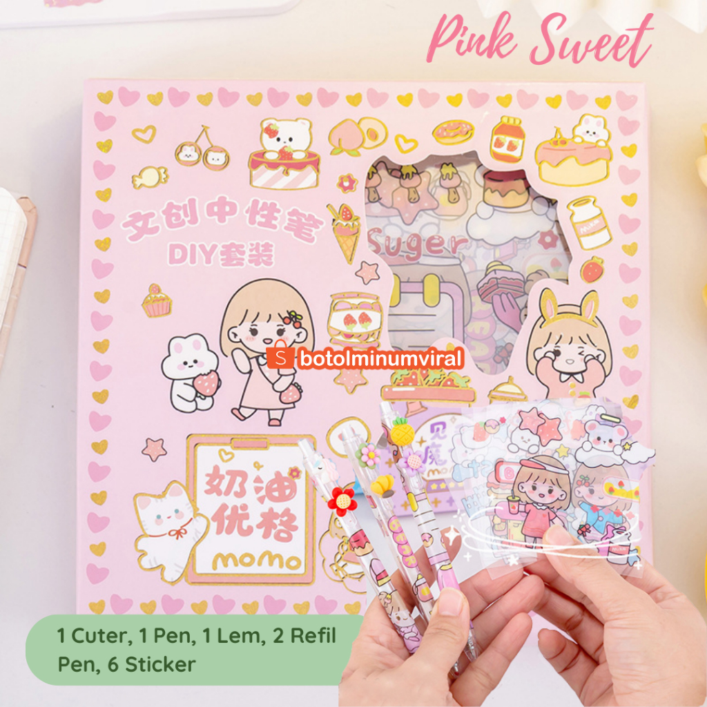 Sticker Momo DIY Pen Bolpen Viral Scrapbook Stiker 2D 3D Korea Hadiah