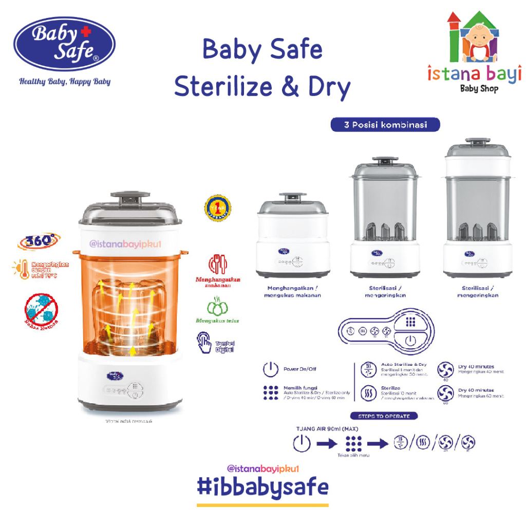 Baby Safe Sterilizer With Drayer STE02 / Alat sterilisasi digital