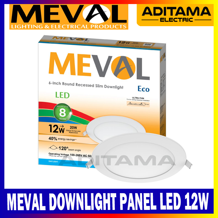 MEVAL DOWNLIGHT PANEL BULAT SLIM 12W 12 WATT 12WATT PUTIH