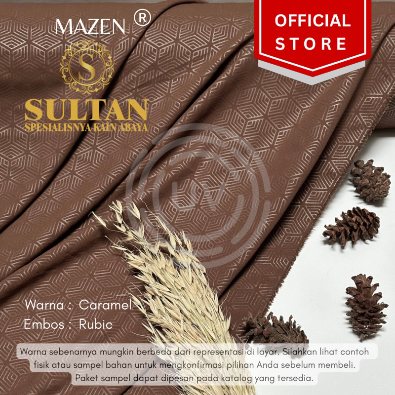 50CM EMBOS RUBIC MAZEN CARAMEL ANTI UV KAIN ABAYA SULTAN (MEREK LAMA: MARZAN)