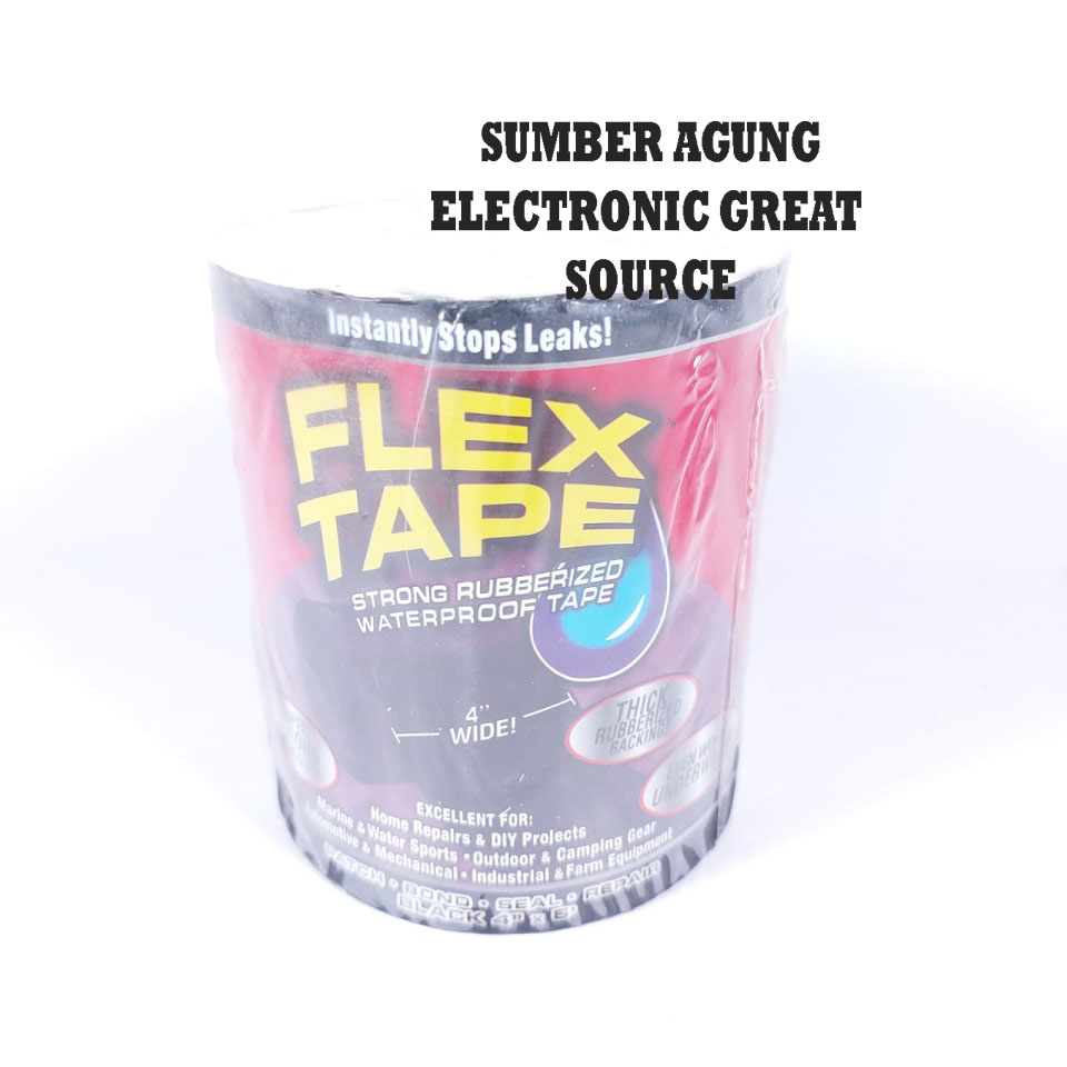 Flex Tape Isolasi Karet Tahan Air Lebar 4inch Hitam 10M Waterproof Solasi Pipa