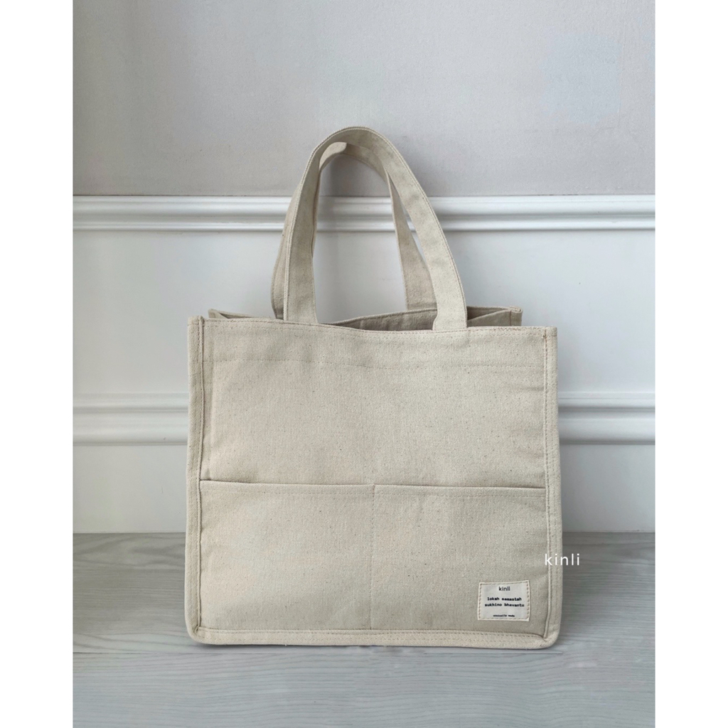 kinli multifunction canvas tote bag lokah samastah medium zero waste tas kanvas serbaguna