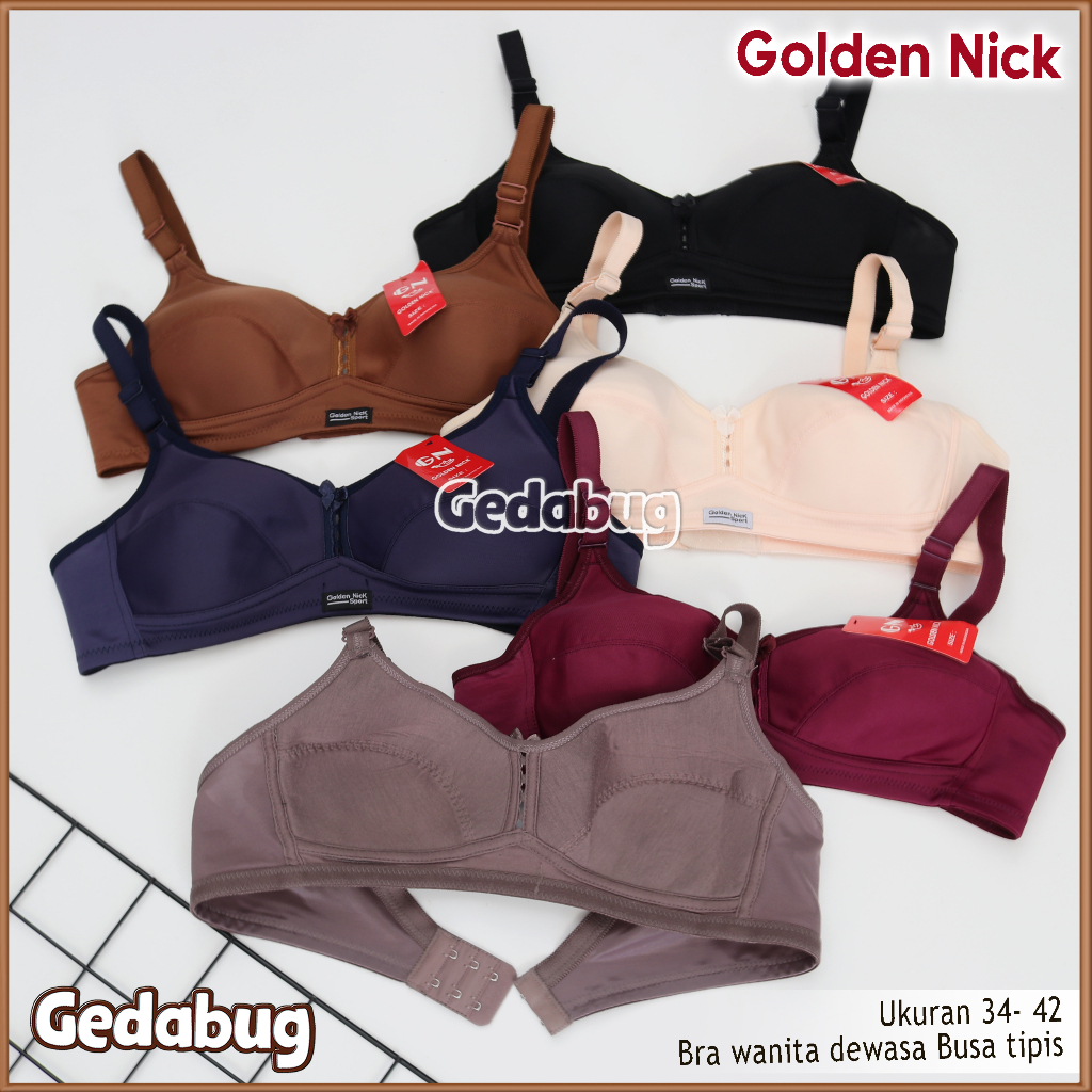 Bra wanita Golden Nick K370 / K 370 | BH Wanita dewasa Busa tipis tanpa kawat Kancing 2 Bahan Licin | Golden Nick