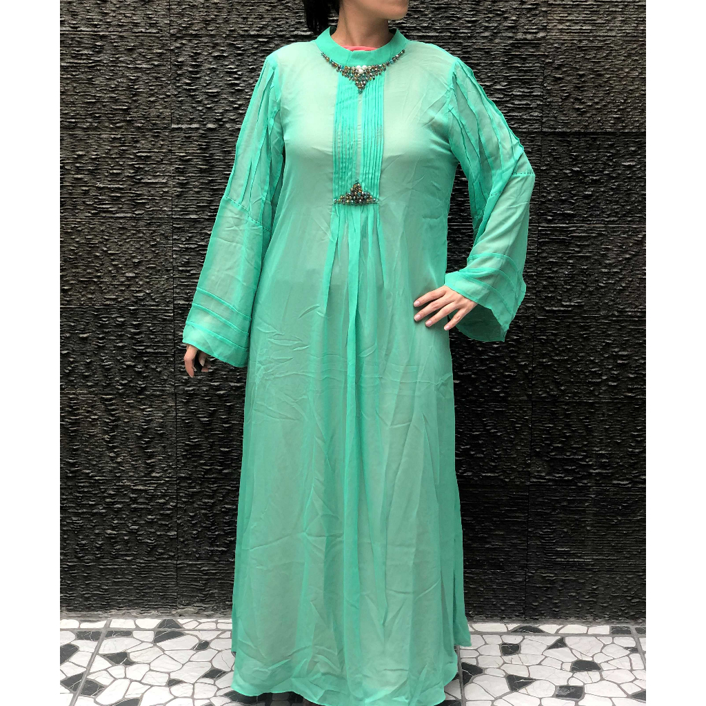 Gamis Opnesel Modern Hijau Tosca