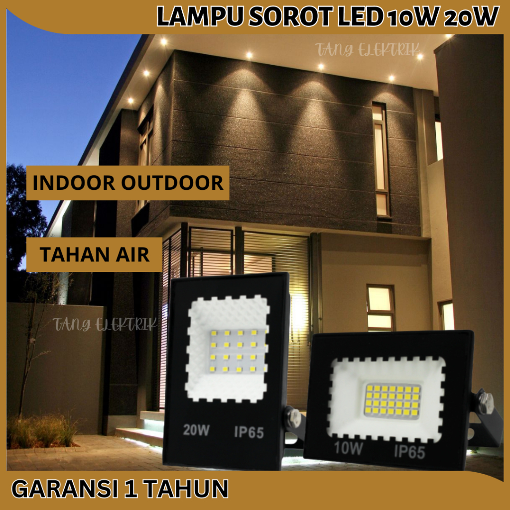 Lampu Sorot Tembak Outdoor LED Flood Light Waterproof 10W 20W Bergaransi