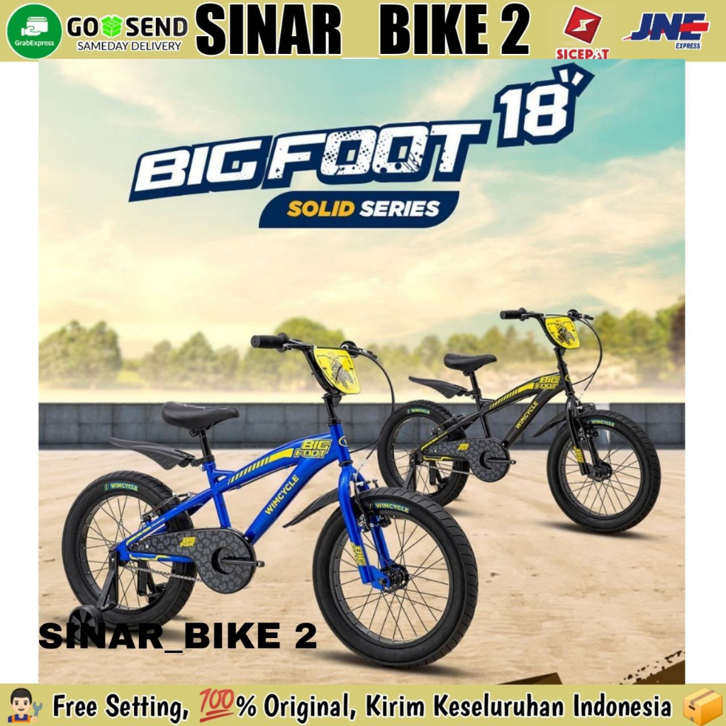 Sepeda Anak BMX WIMCYCLE BIGFOOT NEW 18 Inch Ban Jumbo 3.0 Usia 6-8 Th