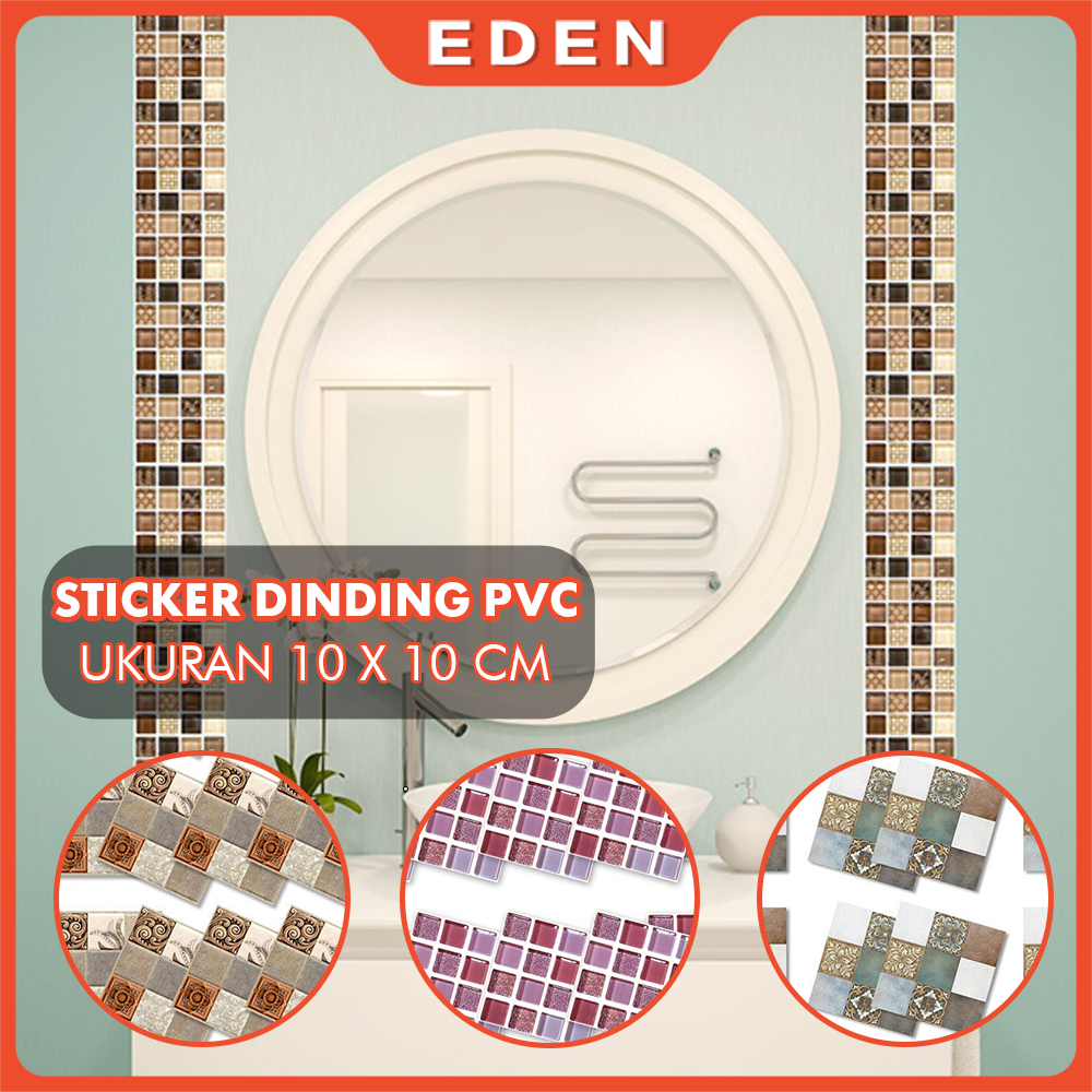 Set Sticker Dinding Mosaik 10x10cm Anti Air Untuk Dekorasi Kamar Mandi / Dapur isi 18CPS