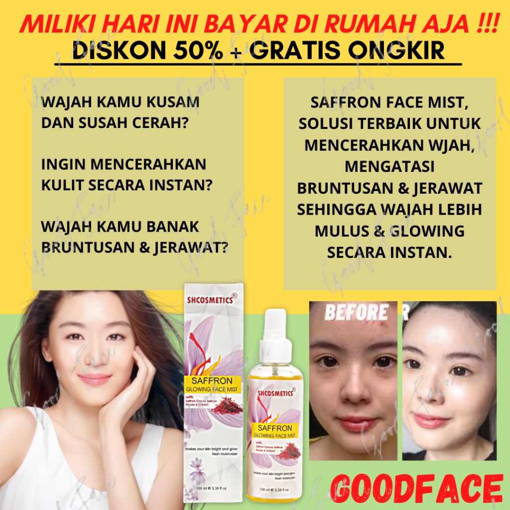 SAFRON FACE MIST SAFFRON GLOWING PENCERAH WAJAH PENGHILANG BEKAS JERAWAT FACE MIST BPOM 100ml