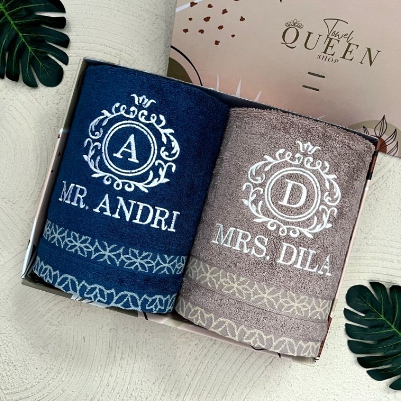 Handuk Mandi Couple Fresia (Free Box + Bordir) - Towel Queen Shop