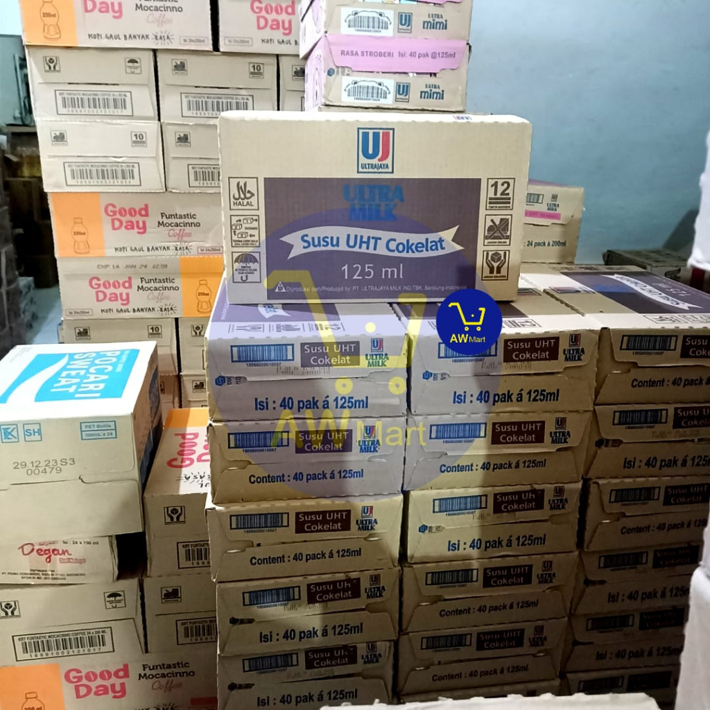 [GOJEK/GRAB] ULTRA MILK 125 ML COKELAT, STRAWBERRY, FULL CREAM PER CTN ISI 40 PCS - SUSU UHT ULTRA MILK COKELAT 125ML