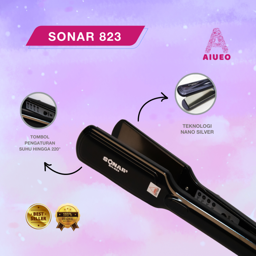 AIUEO | Catokan Rambut Sonar Murah 823 Curly Straight Lurus Keriting Alat Catok Rambut 2 in 1 3 in 1 | Catokan Cepat Panas