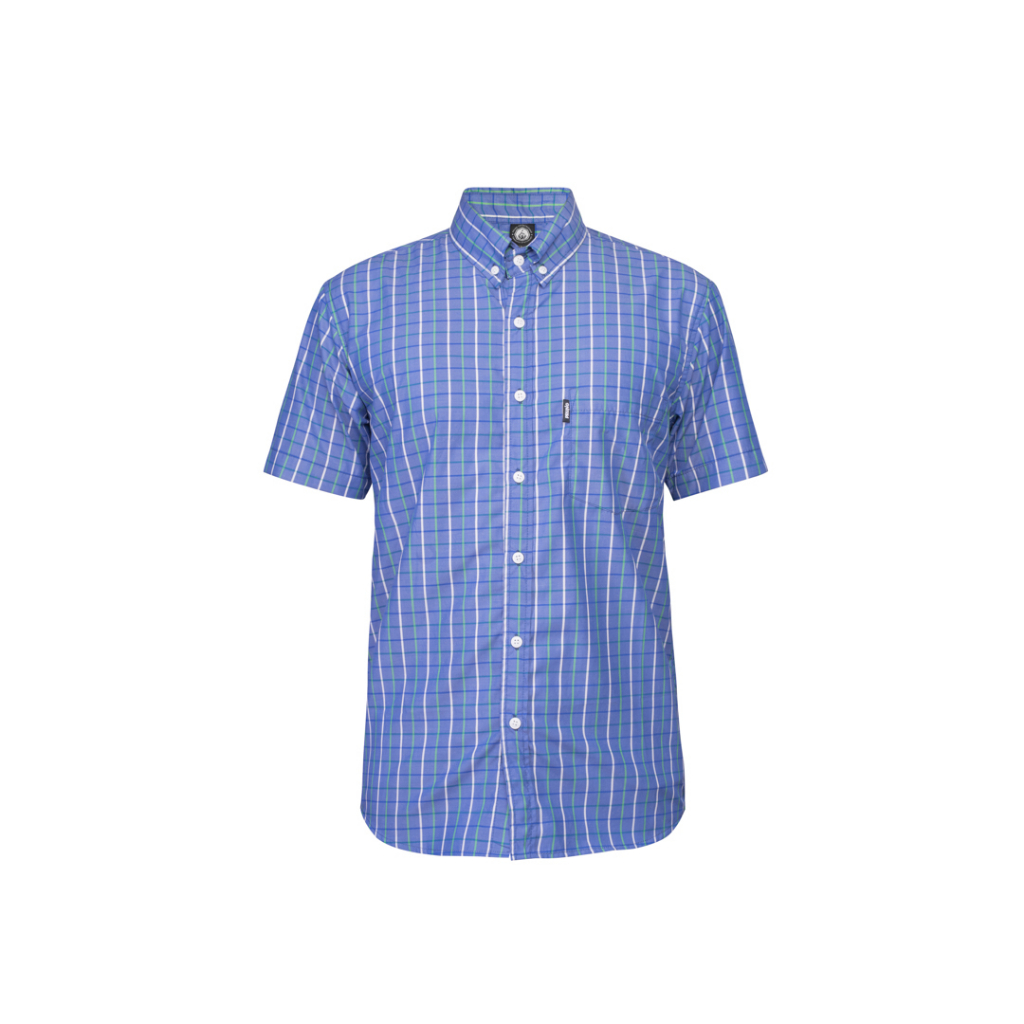 Prung Miska Kemeja Kotak Kotak Warna Biru Putih Kemeja Pria Formal Buttondown Shirt
